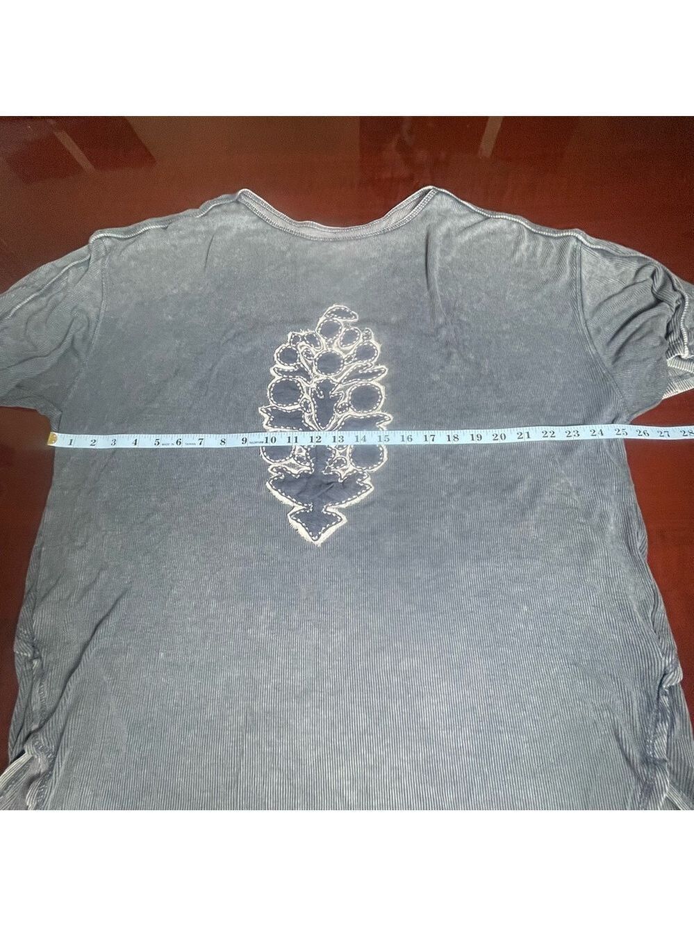 Free People FP Movement Harmony Tee - blue indigo combo burnout graphic Sz Large - Picture 6 of 15